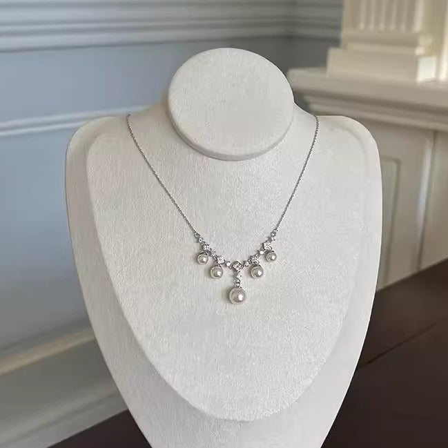 S925 Silver Necklace Elegant Man-Made Pearl Necklace