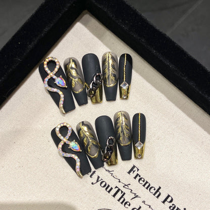 European and American Style Exaggerated Niche Abstract Heavy Industry Carved Handmade Nail Art