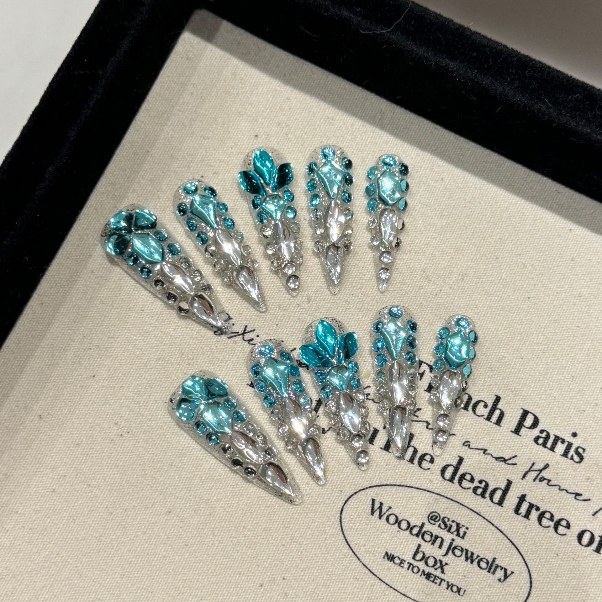 Light Luxury Full Diamond Burst Blue Underwater Pure Handmade Armor