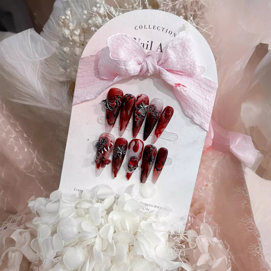 Halloween Handmade Armor Wearing Harry Potter Broom Blood Sacrifice Removable Fake Nails