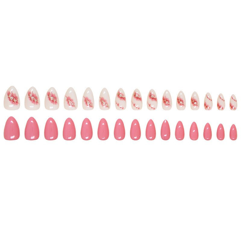 Simple Solid Color Fake Nail Wearing Nail Peach Blossom Detachable Nail Art Piece