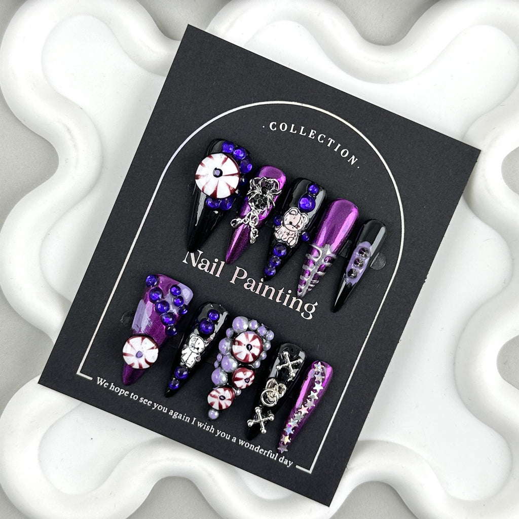 Halloween Style Flamboyant, Handmade Wearable Nail Patches with A High-end Feel, Pure Handmade Nail Art