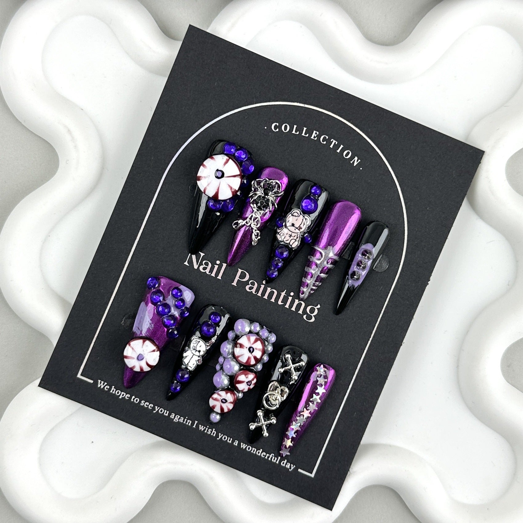 Halloween Style Flamboyant, Handmade Wearable Nail Patches with A High-end Feel, Pure Handmade Nail Art