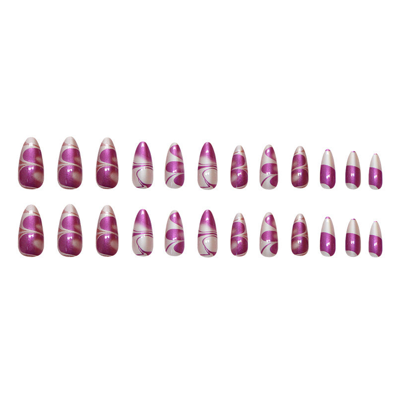 Silver Purple Color Scheme, Line Blending, Versatile Ins, European and American Style, Removable Nail Art