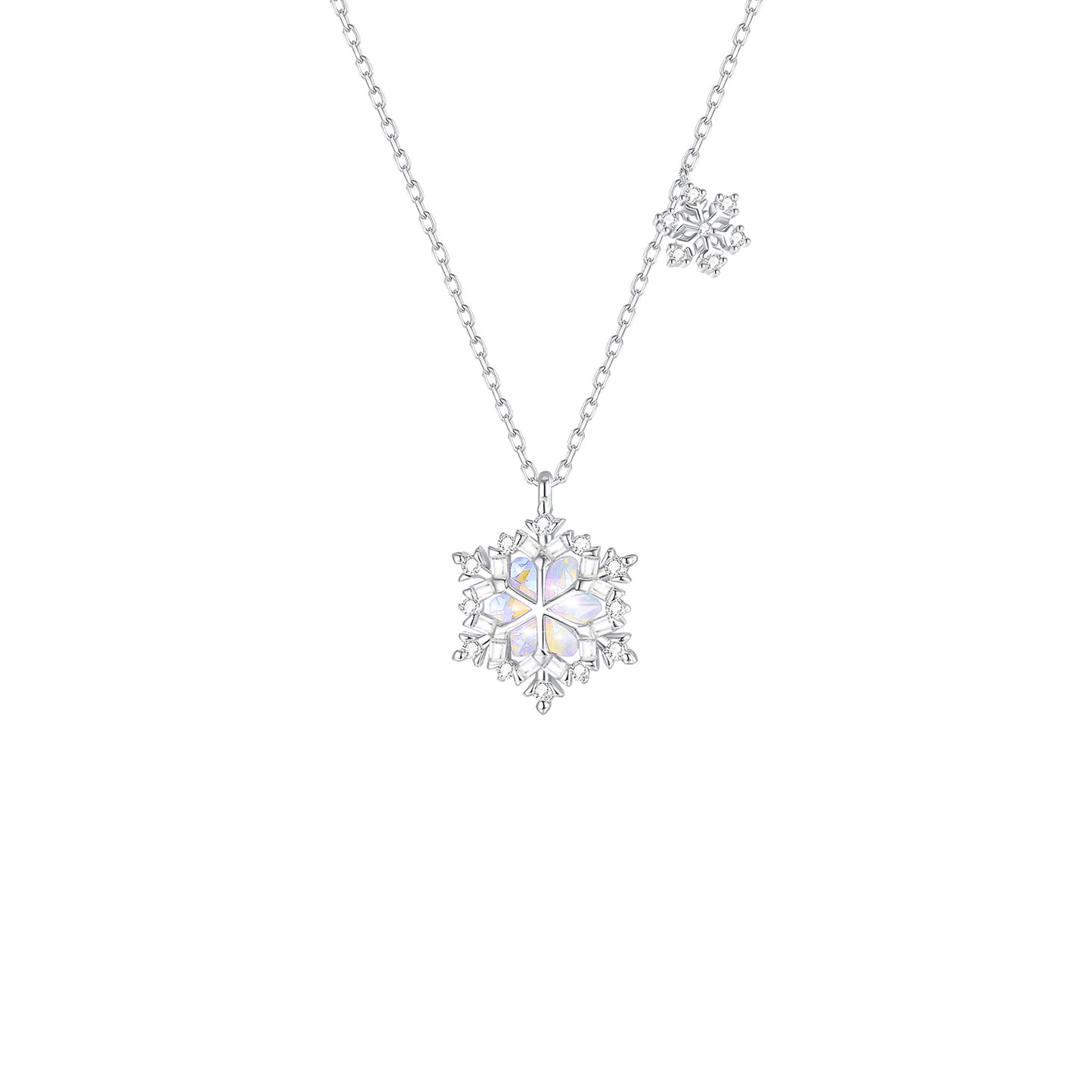 Pure Silver Dreamy Snowflake Necklace, Women's Light Luxury High-end Collarbone Chain, Christmas Gift