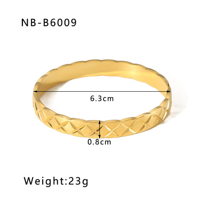 Zircon Bracelet with Roman Numerals, Diamond Pattern, Five-pointed Star, Stainless Steel Plated with Real Gold Jewelry