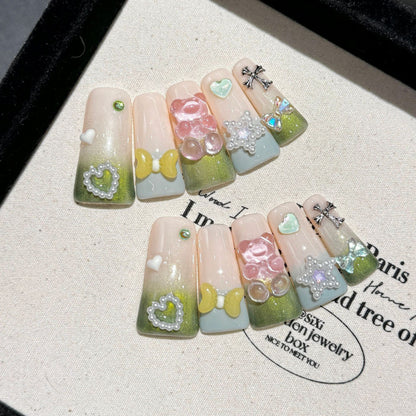 European and American Style Exaggerated Niche Abstract Heavy Industry Carved Handmade Nail Art