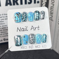 Handmade Wearing Armor Blue Dreamy Mermaid Tears Sweet Cool Spicy Girl Short Nail Art