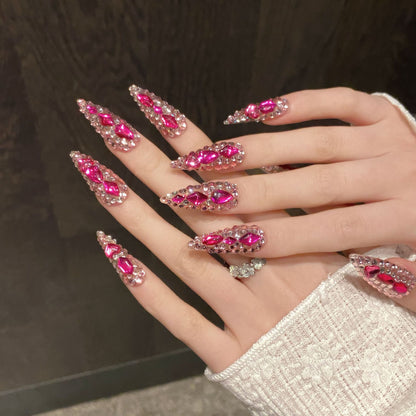 Super Flash Color Explosive Dragon Fruit Color Full Diamond European and American Style Sharp Handmade Wearing Armor
