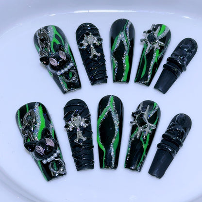 Harry Potter Slytherin Magical Style Mysterious Temperament Green Wearable Nail Art Detachable