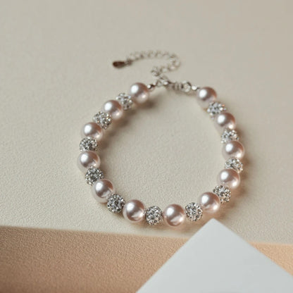 925 Silver Bracelet, Artificial Pearl Bracelet for Women