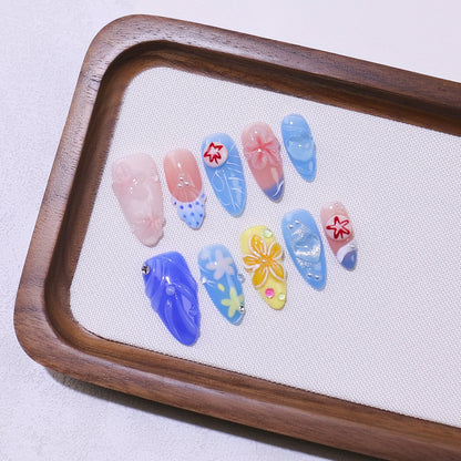 Handmade Medium To Long Almond Shell Gradient Three-dimensional Shell