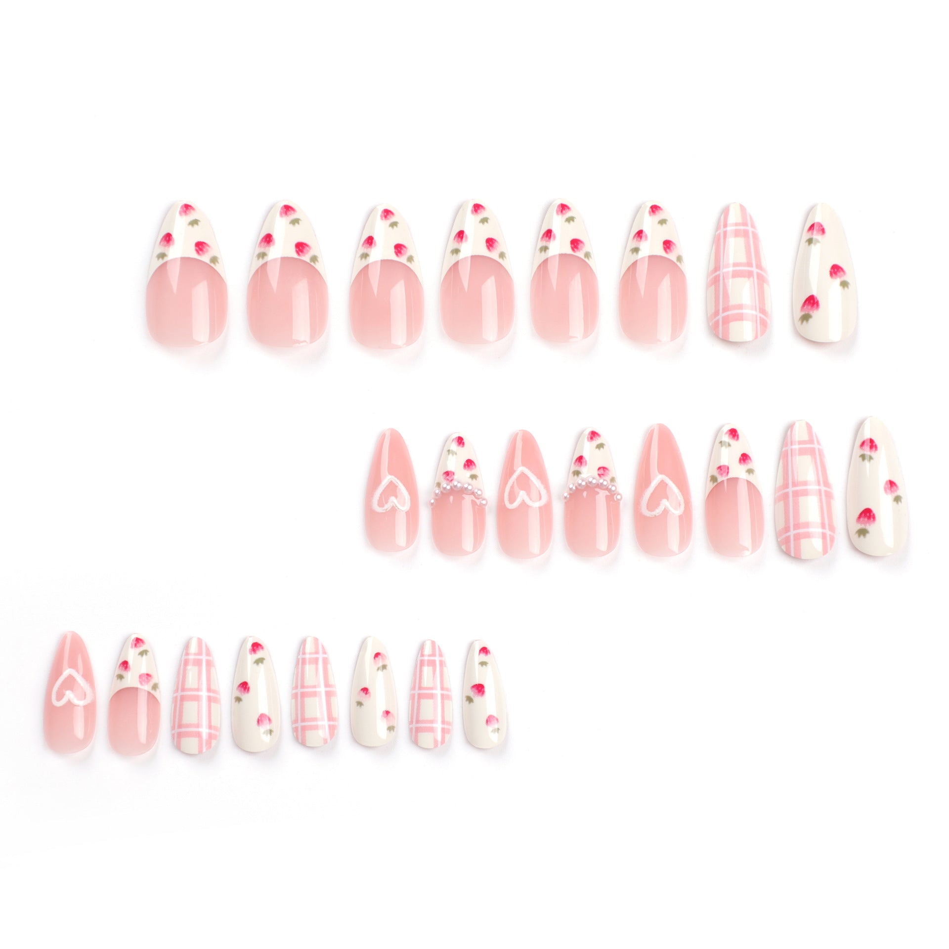 Gentle and Sweet Nail Flakes, Fake Nails, Love Strawberries, Wearing Nail Flakes