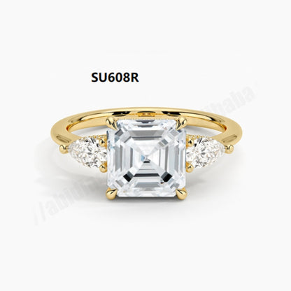 Light Luxury and High-end S925 Pure Silver Inlaid with Moissanite Ring, 1 Carat Pillow Shaped Olive Shaped Gold Ring with GRA Certificate