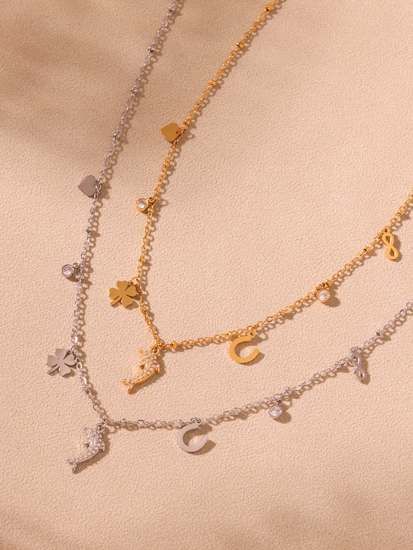 Stainless Steel 5A Zircon Dolphin Collarbone Chain Necklace Jewelry