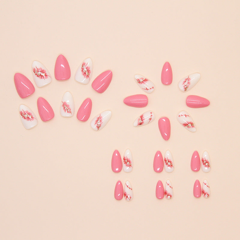 Simple Solid Color Fake Nail Wearing Nail Peach Blossom Detachable Nail Art Piece