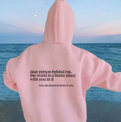 Women's Fleece Hoodie with Lettering Slogan Print Kangaroo Pocket Drawstring Print Hoodie Oversized