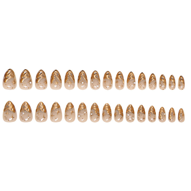 Minimally Designed Nail Patch, Detachable Fake Nail, Three-dimensional Irregular Sun and Moon Wearing Nail, Nail Art Piece, Diamond Design