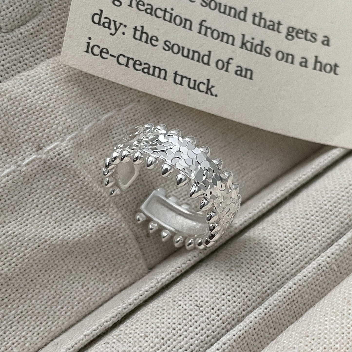 925 Sterling Silver Niche Design Ring, Crushed Ice Ring