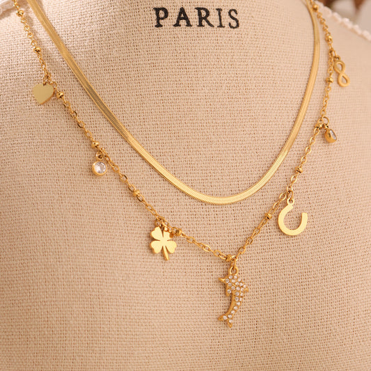 Stainless Steel 5A Zircon Dolphin Collarbone Chain Necklace Jewelry