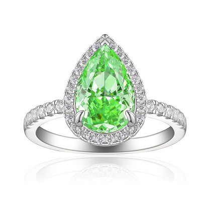 S925 Sterling Silver 8 * 12 Droplet Shaped High Carbon Diamond Ring with A Luxurious and Luxurious Feel, Featuring Fireworks and Ice Flower Cut 8A Zircon Silver Ring