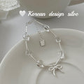 S925 Sterling Silver Bow, White Crystal Straight Tube Bracelet, Women's Layered Wear