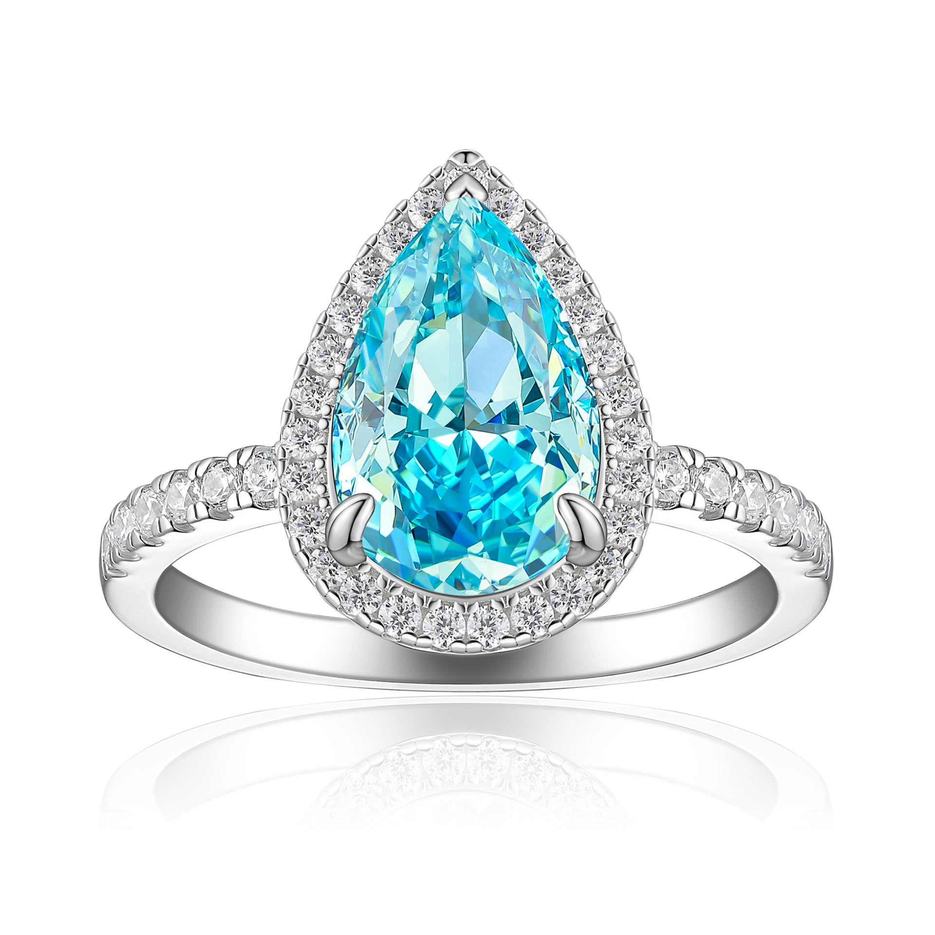 S925 Sterling Silver 8 * 12 Droplet Shaped High Carbon Diamond Ring with A Luxurious and Luxurious Feel, Featuring Fireworks and Ice Flower Cut 8A Zircon Silver Ring