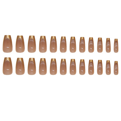 Cat Eye Wearing Nail Patch, Luxurious Brown Color, Detachable Nail Patch, 24 Pieces