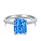 S925 Silver French Ultra-shiny Square Diamond 8A Ice Flower Cut Zircon Ring