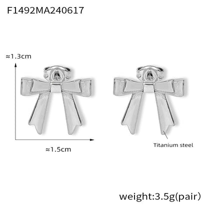 Bow Earrings and Earrings Made of Stainless Steel Plated with Real Gold