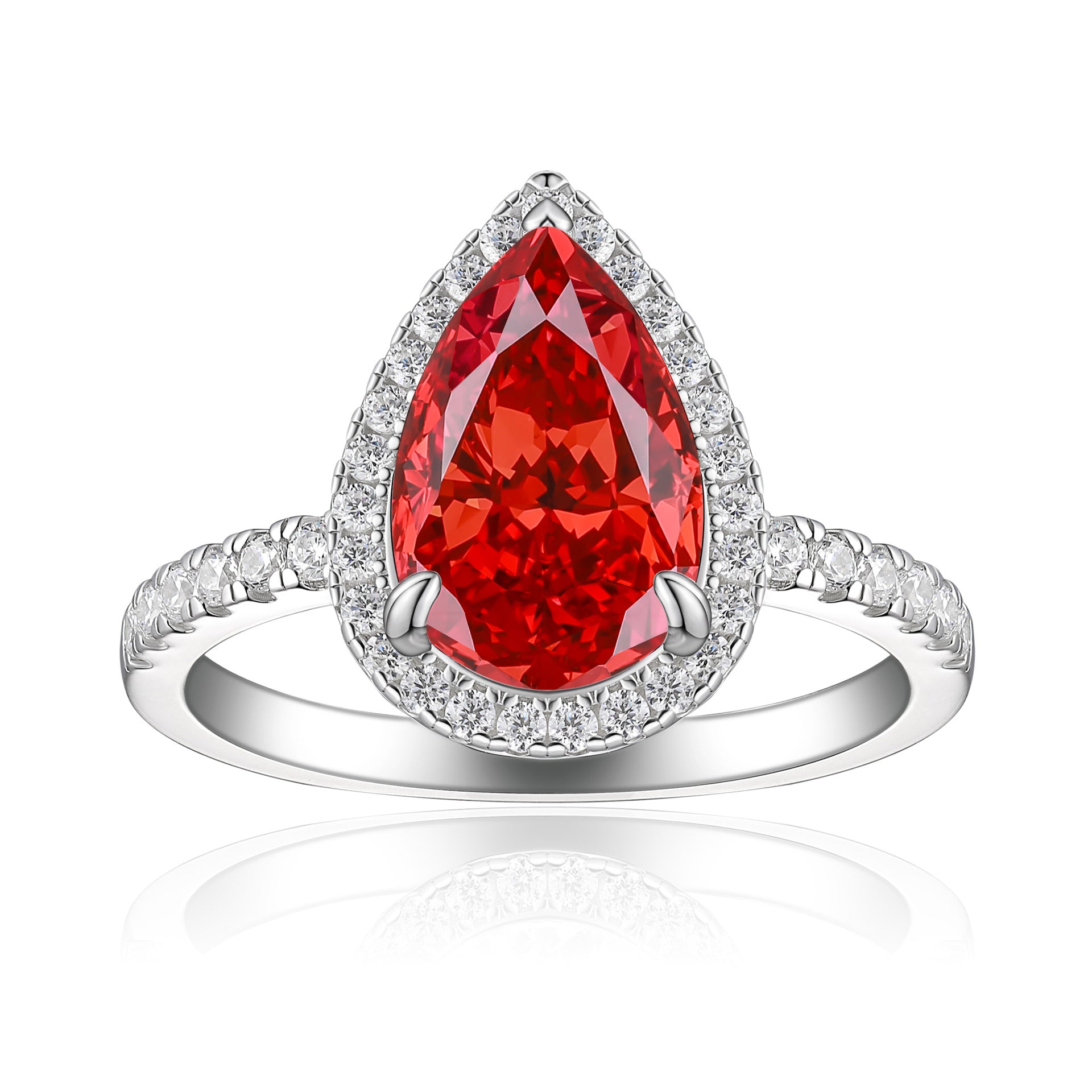 S925 Sterling Silver 8 * 12 Droplet Shaped High Carbon Diamond Ring with A Luxurious and Luxurious Feel, Featuring Fireworks and Ice Flower Cut 8A Zircon Silver Ring