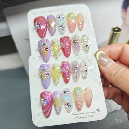 New Nail Patch Wearable Nail for Summer Pure Handmade Explosive 3D Color Ocean Series Detachable Phototherapy Nail