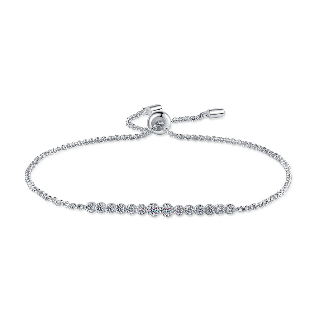 S925 Sterling Silver All Moissanite Champagne Gold Bracelet for Women