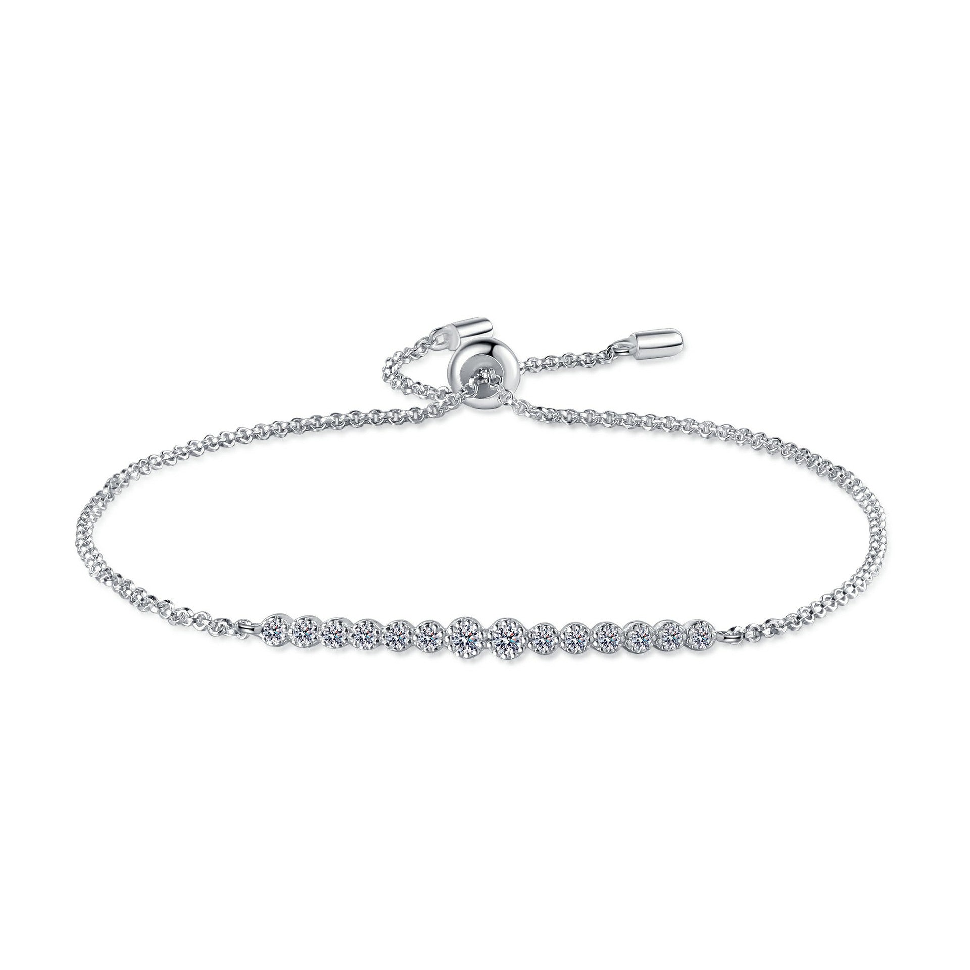 S925 Sterling Silver All Moissanite Champagne Gold Bracelet for Women