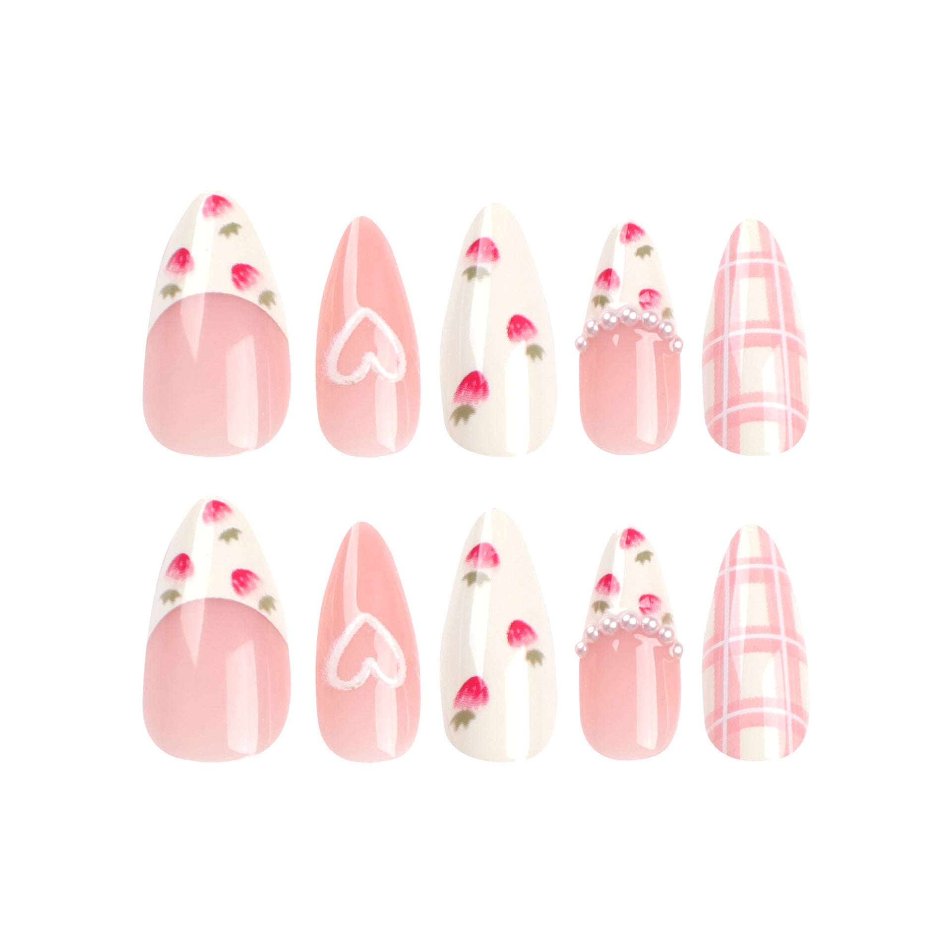 Gentle and Sweet Nail Flakes, Fake Nails, Love Strawberries, Wearing Nail Flakes