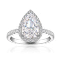 S925 Sterling Silver 8 * 12 Droplet Shaped High Carbon Diamond Ring with A Luxurious and Luxurious Feel, Featuring Fireworks and Ice Flower Cut 8A Zircon Silver Ring