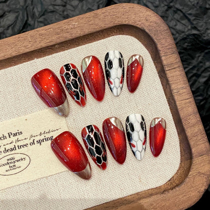 European and American Style Exaggerated Niche Abstract Heavy Industry Carved Handmade Nail Art