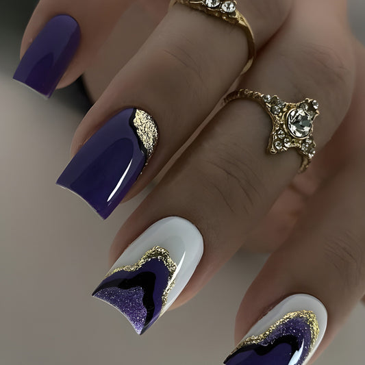 Purple Glitter Press on Nail Art Sheet