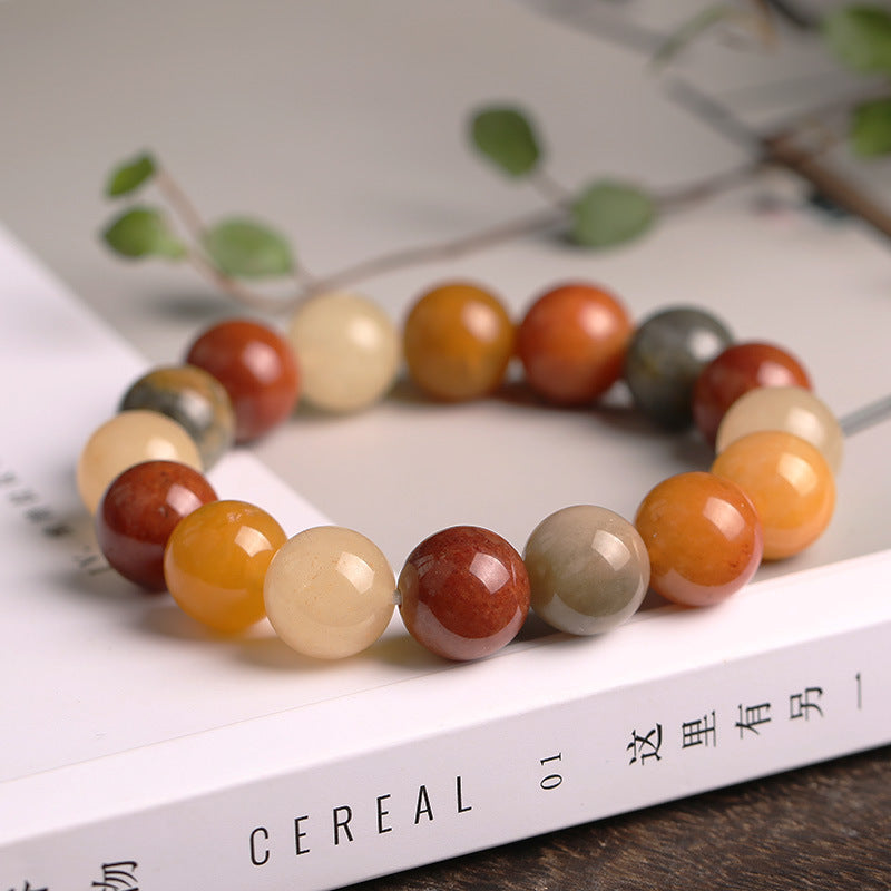 Natural Xinjiang Golden Silk Jade Bracelet Couple Style Ethnic Style Pumpkin Beads Bamboo Knot Hanging Gourd Yellow Jade Bracelet