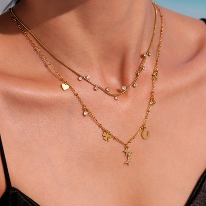 Stainless Steel 5A Zircon Dolphin Collarbone Chain Necklace Jewelry