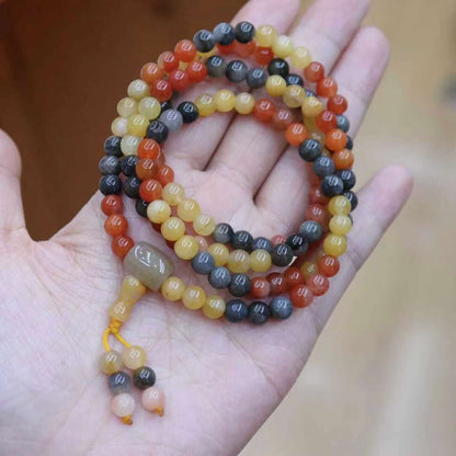 Natural Xinjiang Golden Silk Jade Bracelet Couple Style Ethnic Style Pumpkin Beads Bamboo Knot Hanging Gourd Yellow Jade Bracelet