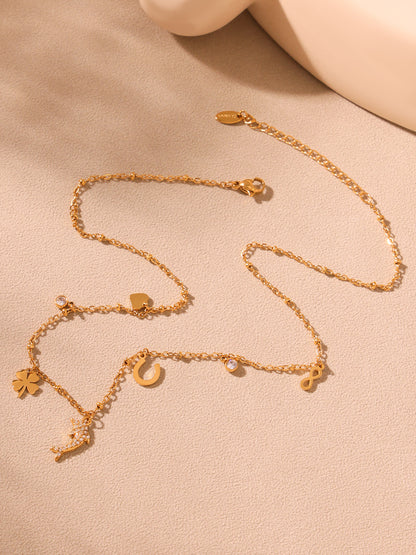 Stainless Steel 5A Zircon Dolphin Collarbone Chain Necklace Jewelry