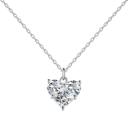 S925 Silver Pink Heart-shaped Zircon Jewelry Necklace Earrings