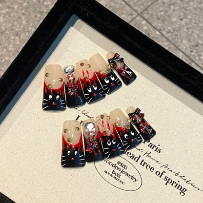 European and American Style Exaggerated Niche Abstract Heavy Industry Carved Handmade Nail Art