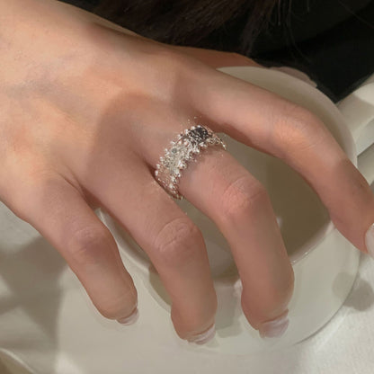 925 Sterling Silver Niche Design Ring, Crushed Ice Ring
