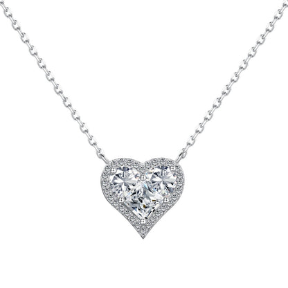 S925 Silver Pink Heart-shaped Zircon Jewelry Necklace Earrings