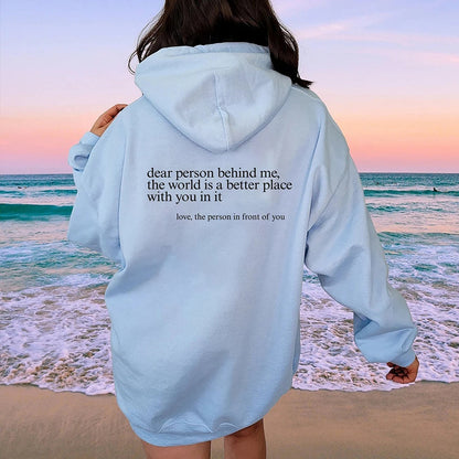 Women's Fleece Hoodie with Lettering Slogan Print Kangaroo Pocket Drawstring Print Hoodie Oversized