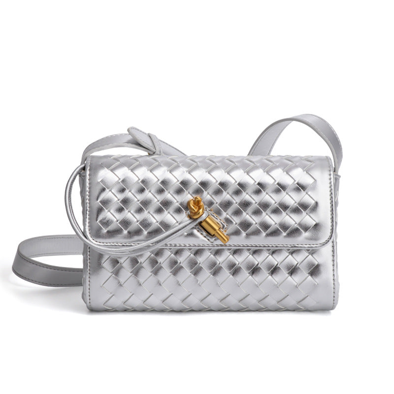 Woven Shoulder Bag Trend Simple Diagonal Cross Bag Fashionable Retro Small Square Bag