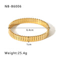 Zircon Bracelet with Roman Numerals, Diamond Pattern, Five-pointed Star, Stainless Steel Plated with Real Gold Jewelry