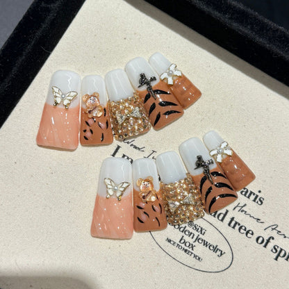 European and American Style Exaggerated Niche Abstract Heavy Industry Carved Handmade Nail Art